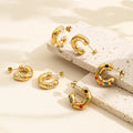 New Design Trendy Cc Earrings Jewelry Set Women 18K Gold Plated 316L Stainless Steel Waterproof Crystal Hoop Wedding Party Gift