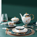 Shengjing Eco-Friendly Fine Bone China Asian Zen Dinner Sets Hotel Restaurant Crockery Bowls Plates Cups Saucer Set Includes
