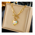 New Arrival Trendy 18K Gold Plated Colorful Crystal Heart Stainless Steel Pendant Necklace for Women