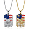 Wholesale Custom Gold Plated Stainless Steel America National Flag Pendant Fashion Zircon Necklace for Men Women Classic Gift