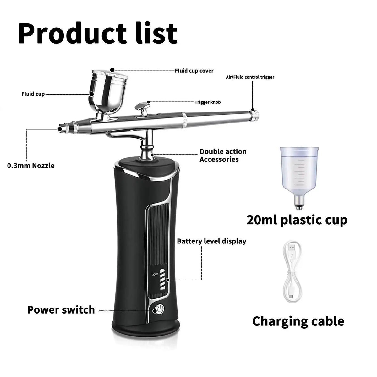 Rechargeable Airbrush Compressor Handheld Mini air Compressor with Spray Gun for Painting or Nails MegaBDM