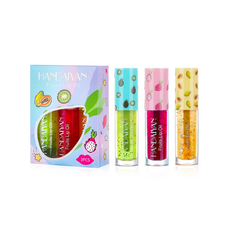 Moisturizing Lip Balm Transparent Lip Oil Fruit Mirror Glass Lip Glaze Lipstick Set Wholesale