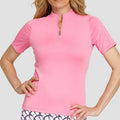 Golf Lady Wear Lady Polo Shirts Golf Sports T Shirts Custom Female Quarter Zip Polo Collar Short Sleeve Top Golf Shirts