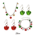 HOVANCI Christmas Bell Necklace Jingle Bell Tassel Dangling Earrings Bracelet Christmas Jewelry Set