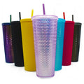 Accept Custom Logo Wholesale Double Wall Matte Plastic Tumbler Rivet Grid Tumbler Cup Personality Cup