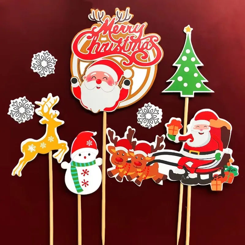 (24pcs/set) Wedding Birthday Party Cake Decoration Merry Christmas Cake Topper