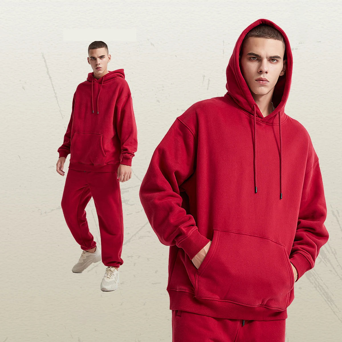 EH-019 Luxury Oversized Hoodie for Men Heavy 400gsm French Terry Plus Size Boxy Hoodies for Man