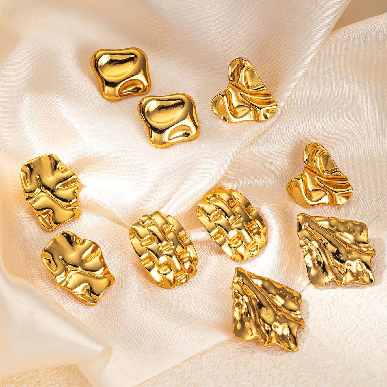 Fashion Jewelry Waterproof 18K Gold Stainless Steel Earring Chunky Women Heart Geometric Stud Earrings Wholesale