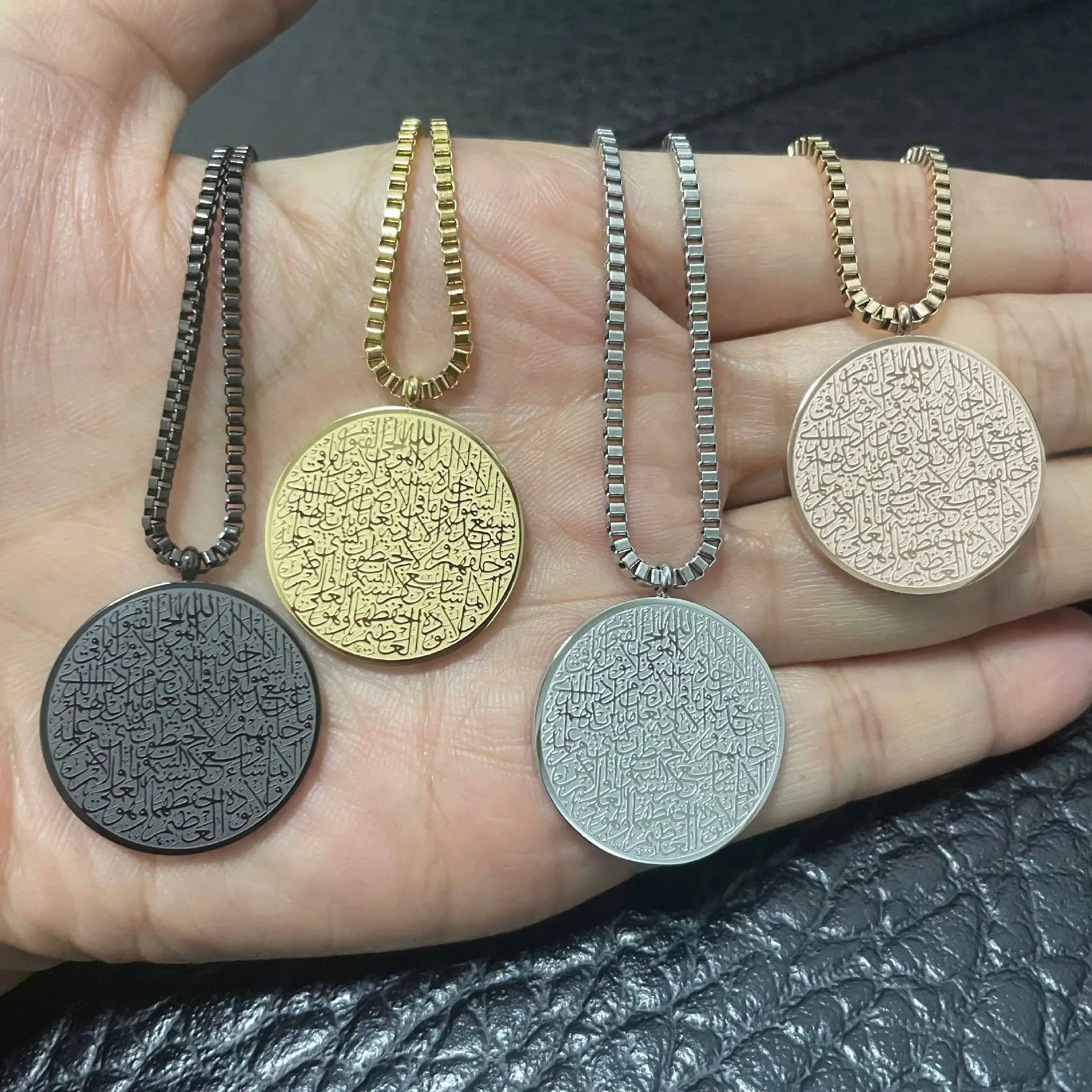 Stainless Steel Retro Etch Islamic Muslim Arab Letter Viking Necklace God's Messenger Jewelry Gift