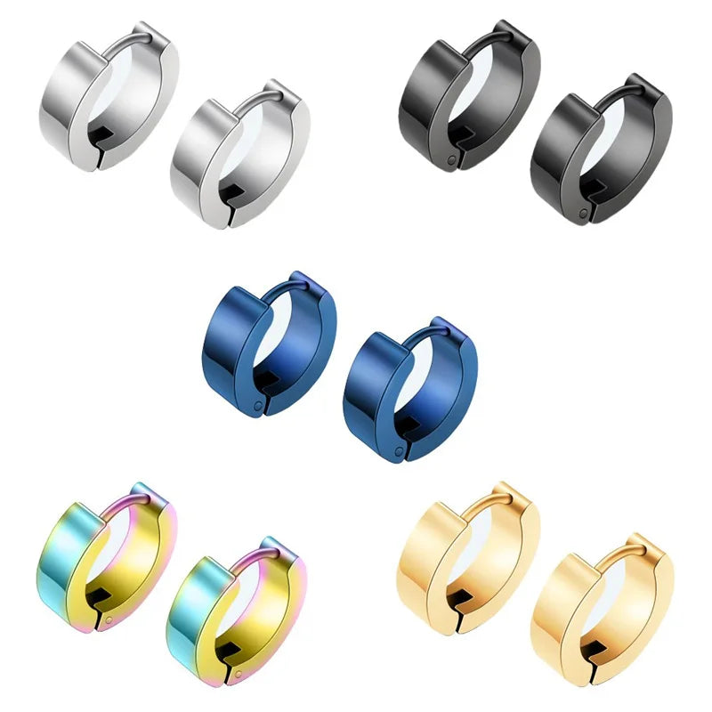 Pendientes Hombre Stainless Steel Punk Hip Hop Personality Earring Pendientes De Gota Round Blue Personality Earring