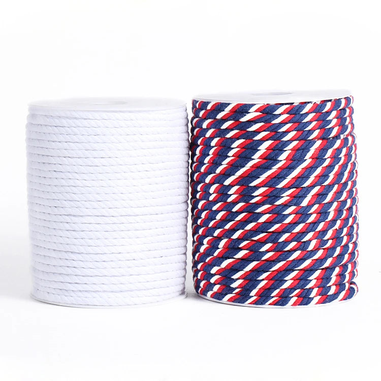 5mm Natural Cotton Rope Twisted Cord DIY Macrame Decor Custom Length for Shoes Bags Packaging Garments