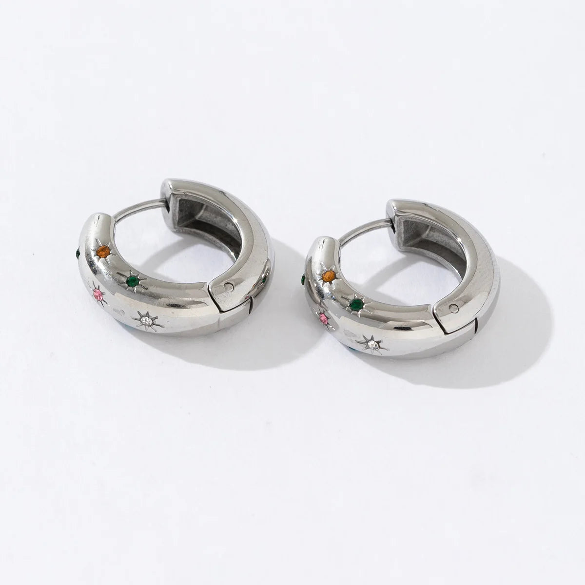 Hot Selling Silver Color Colorful Zircon Sunburst Light Luxury Atmosphere Senior Sense Hoop Earrings for Women