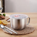 316 Stainless Steel Instant Noodle Bowl with Lid Soup Student Lunch Box Canteen Rice Bowl Meal Bowl