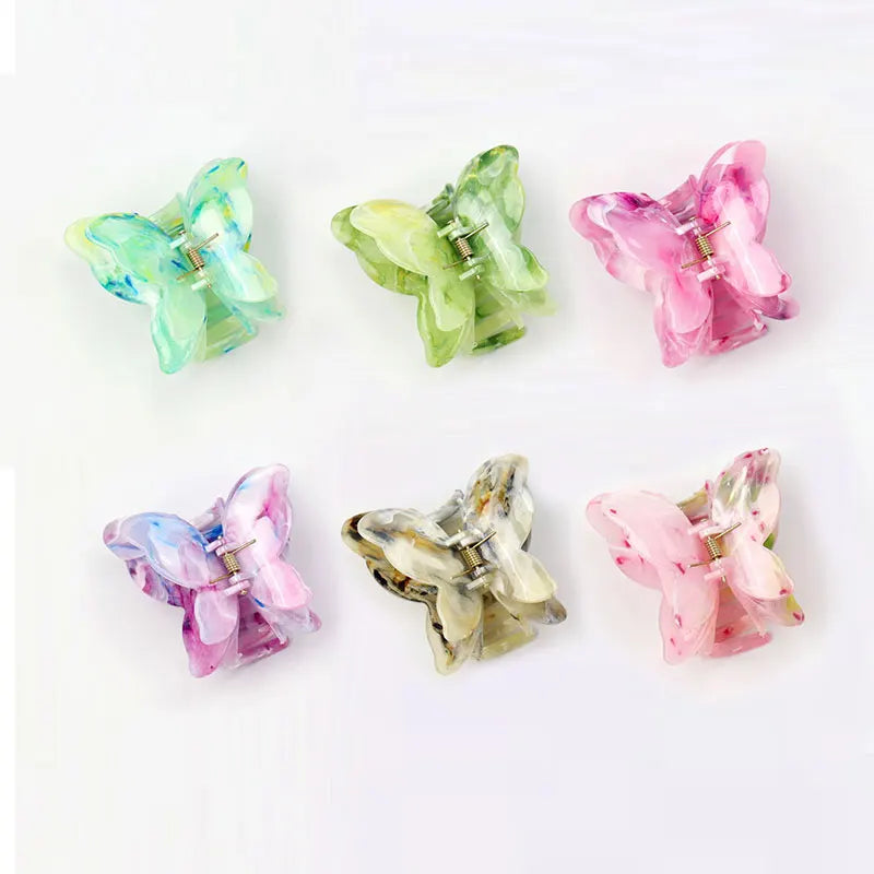 B.PHNE Wholesale Hair Accessories Western Women Hair Accessories Colorful Double Butterfly Hair Claw Clips for Women