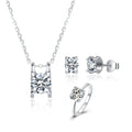 T04A Abiding Competitive Price Jewelry Set Rhodium Plated 1ct Moissanite Necklace Ring Earrings 925 Sterling Silver Jewelry Set