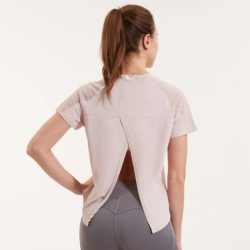 Popular Design Workout Women Sportswear Yoga Running Sports Shirt Yoga t Shirt for Women Quick Dry Backless Gym Shirts