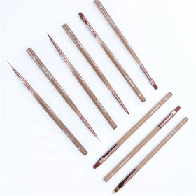 BW11-01 Baowang Professional Luxury Nail Art Brush Set Tea Color Resin Handle Nylon PA Liner Flat Oval Customizable Acrylic Nail