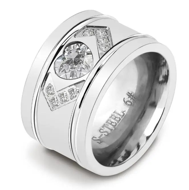 New Arrivals Fashion Classic Design Simple Zircon Ring Stainless Steel Personality Ring