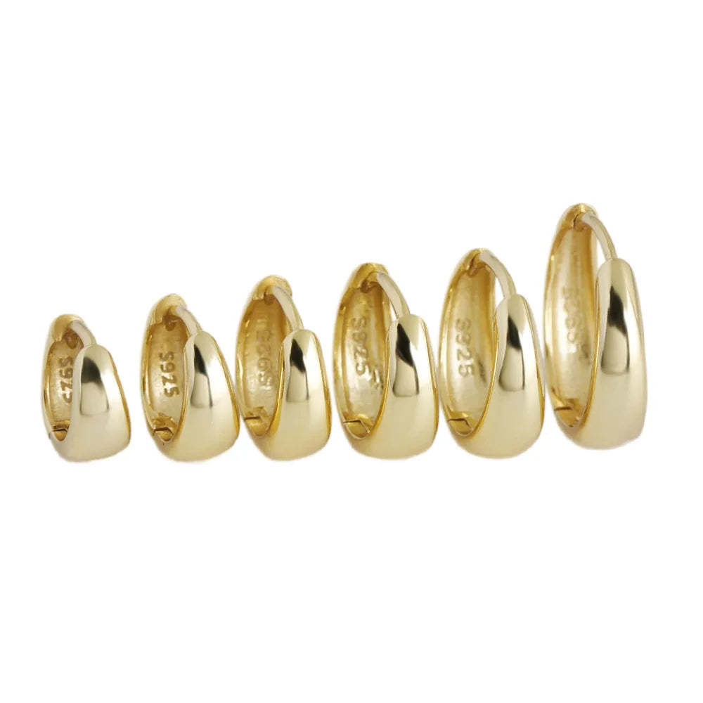 2025 New Jewelry Trends Gold Plated Chunky Wide Huggie Hoop Earrings Small Thick Non-Tarnish 925 Silver Tapered Zircon Weddings