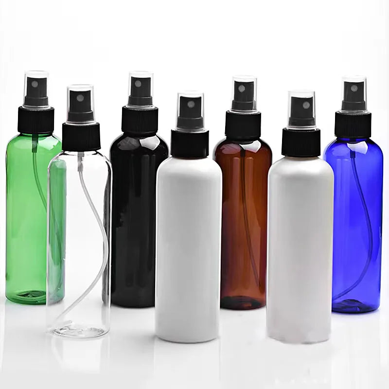 PP Glass Spray Bottle with Black Plastic Pump Head 200ml Cosmetic Cleaning Round with Black Plastic Screw Cap Spray Bottle