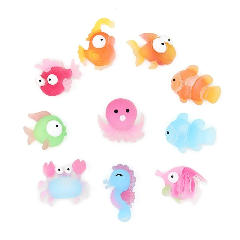Assorted Colorful Cartoon Ocean Animal Resin Cabochons Simulation Goldfish Resin Slice for Children Hair or Phone Accessories MegaBDM