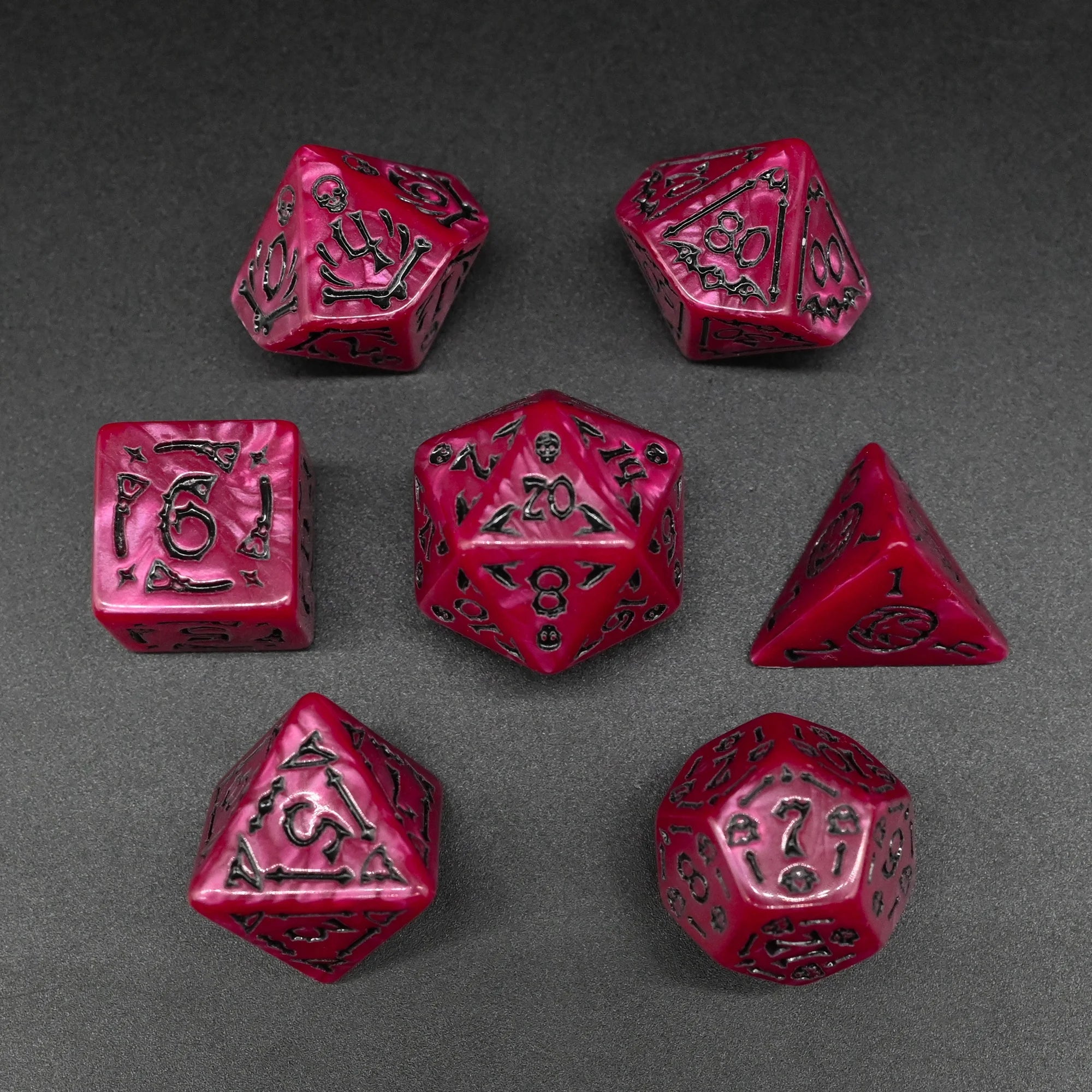 Best Selling Vintage Style Polyhedral DND Dice Set Black Red Acrylic Dice
