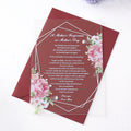 Custom Printed Transparent Acrylic Wedding Invitations Minimalist Design Floral Wedding Invitation Set