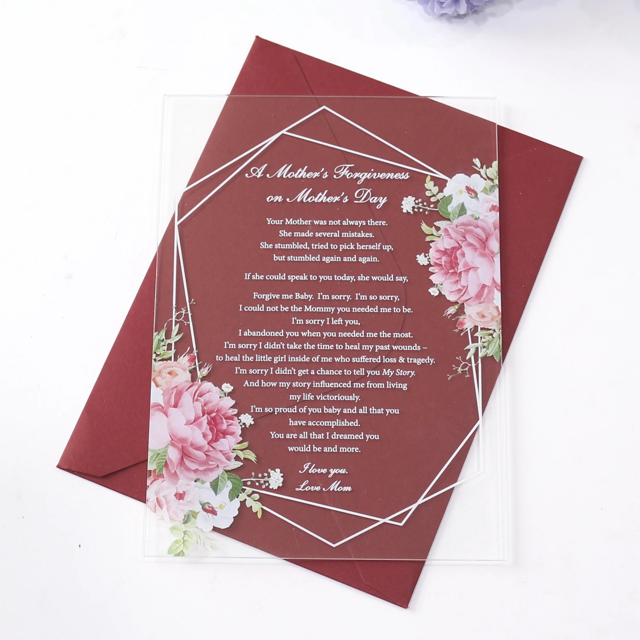 Custom Printed Transparent Acrylic Wedding Invitations Minimalist Design Floral Wedding Invitation Set