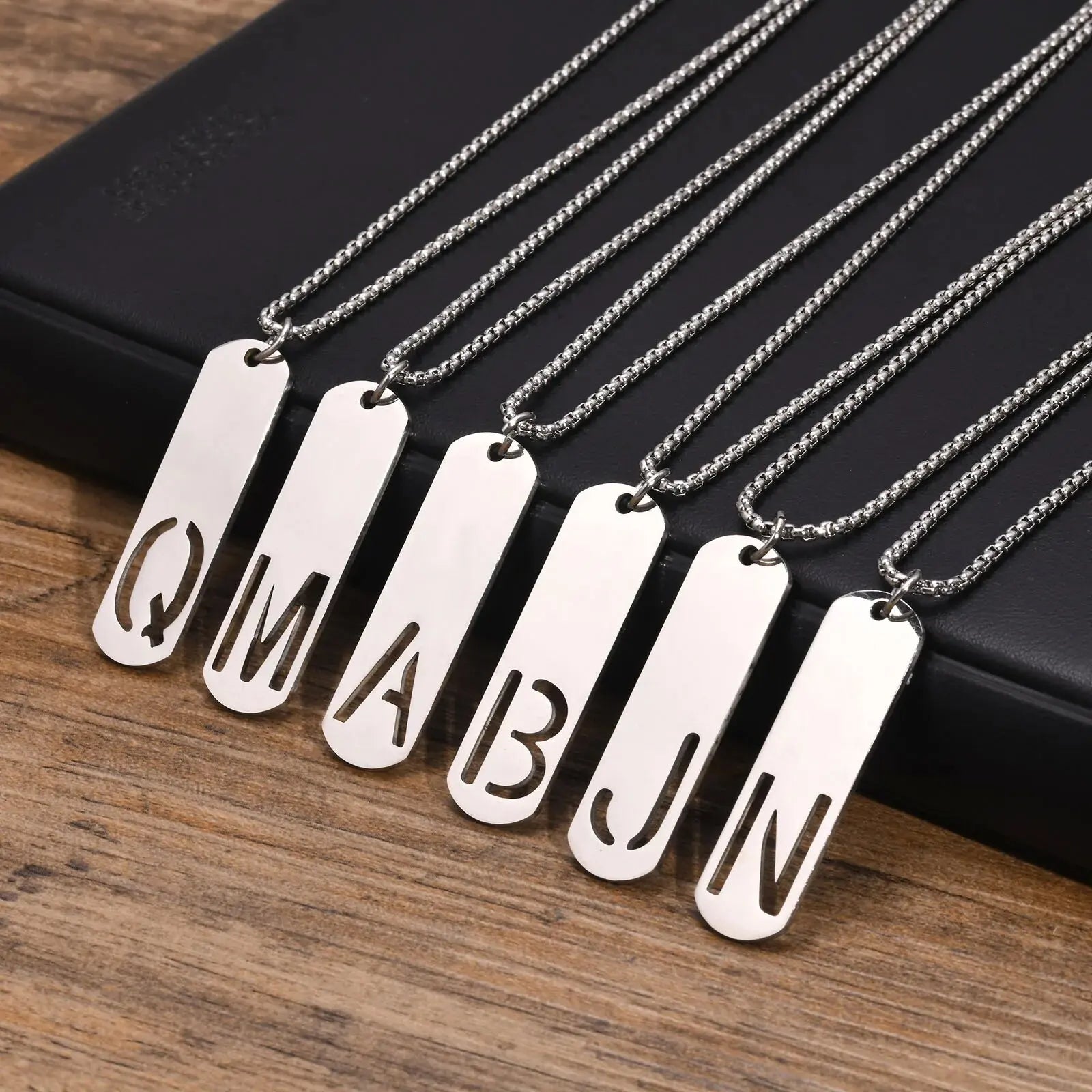 Alphabet Initial Necklaces for Men BoysInitial Pendant Necklace Waterproof Stainless Steel Hollow Letter A-Z Collar Necklace