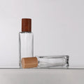 Wooden Cap Customized Design Luxury 50ml 30ml Transparent clear Glass Perfume Spray Bottle