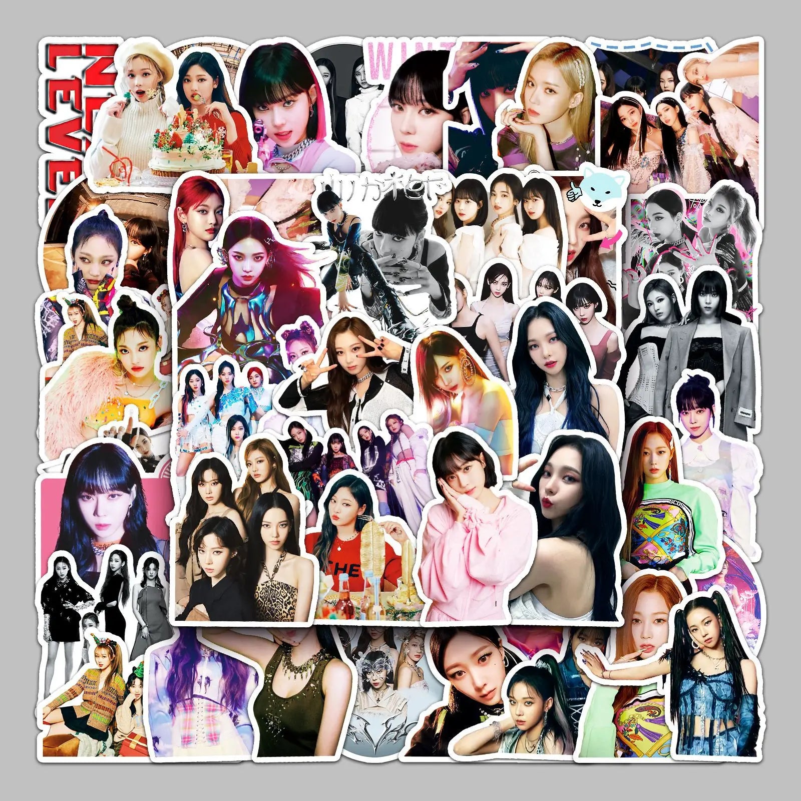 50PCS Korean Kpop Aespa Album Photo Cards for Fans Bottle Car Laptop Kpop Merchandise