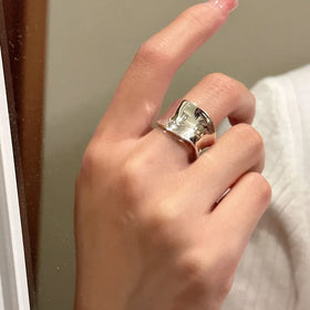Architectural Silver Ring 925 Sterling Silver Mirror Finish Chunky Band Bold High Polished Jewelry Wholesale