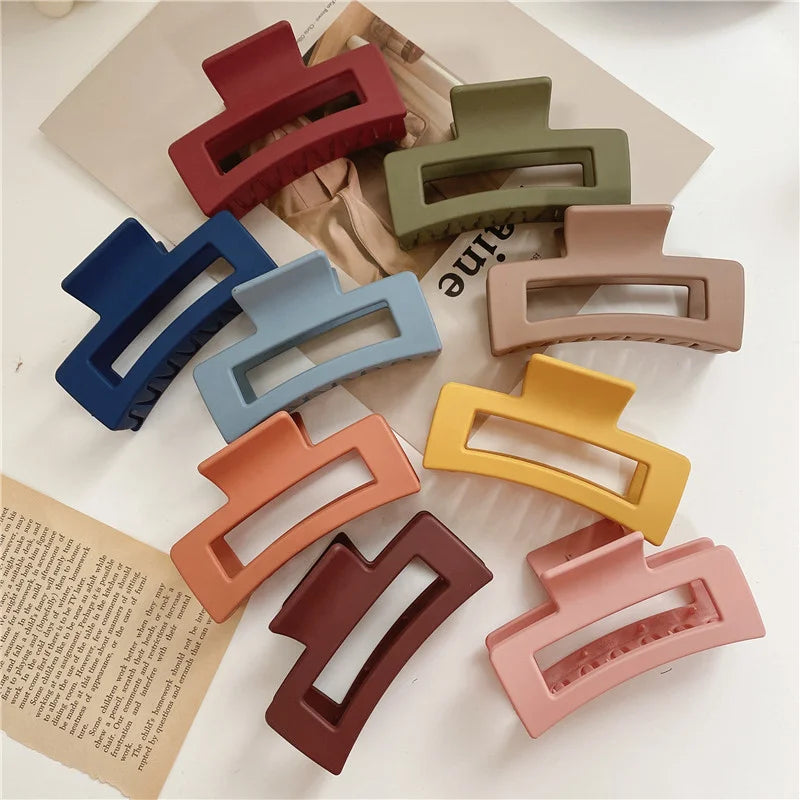 Wholesale INS Style Big Size Hair Frost Hollow Rectangle Square Plastic Hair Claw Clips