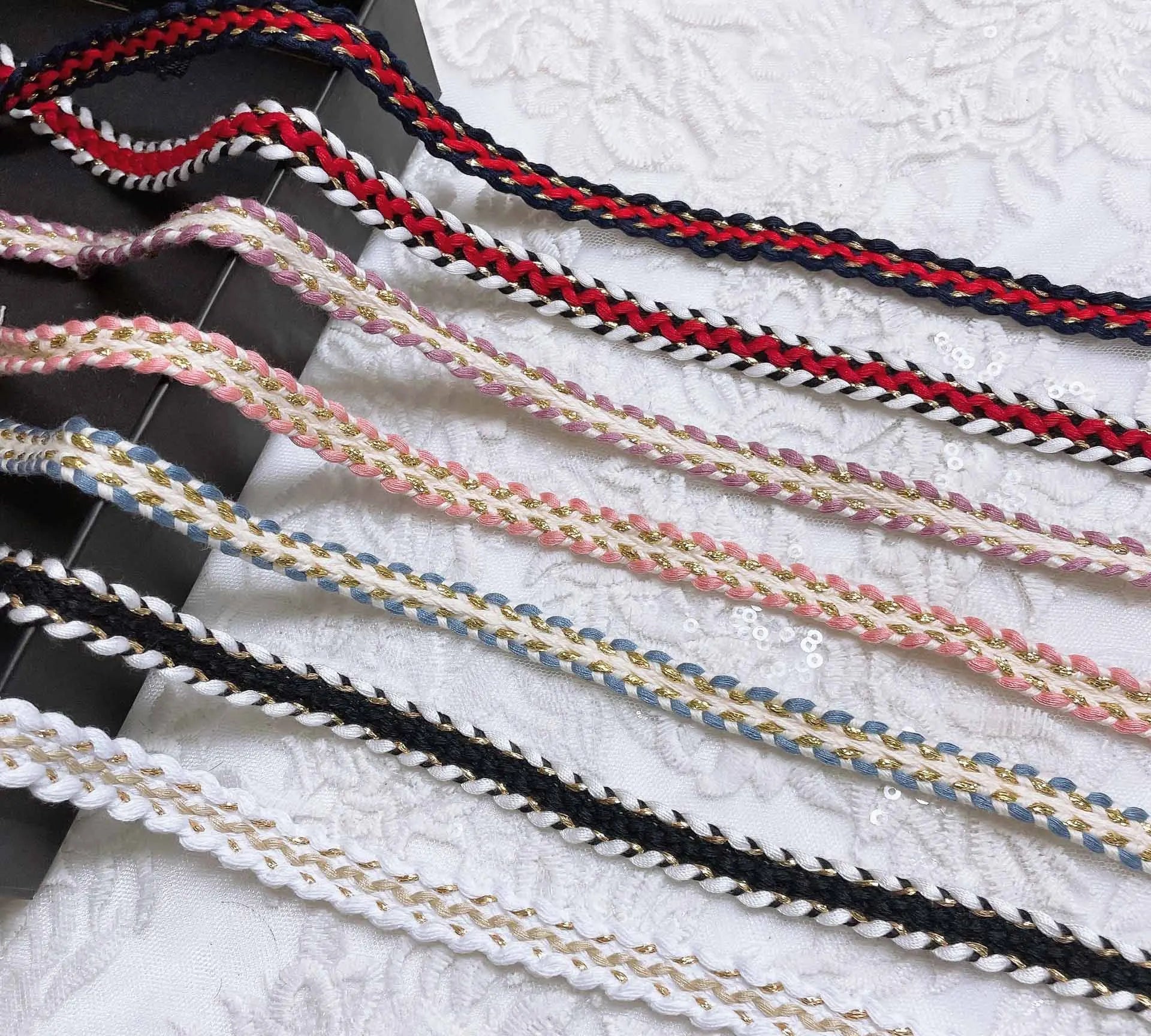 JFL018 Hot Sale Clothing Accessories Embroidered Ribbons Colorful Lace Trim Border Lace Trim