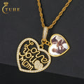 Mother's Days Gift Double Heart Photo Pendant Hip Hop Jewelry Iced Out Custom Picture Necklace