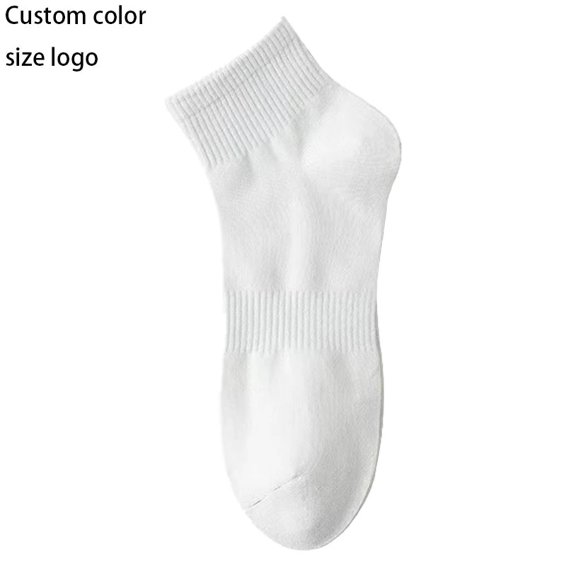 Unisex 100% Cotton Sports Socks Custom Breathable Quick Dry Ankle High Spring Season Knitted Letter Pattern Cuff Bottom Workouts