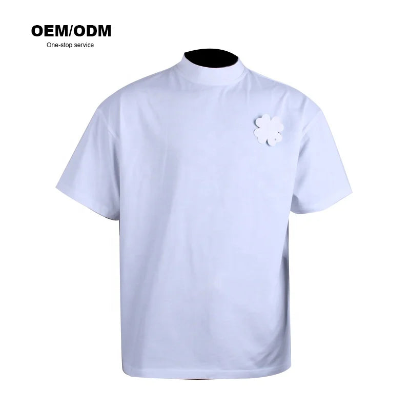Wholesale Men's 100% Cotton Knitted Graphic T-Shirts Heavy Weight Oversized Puff Screen Print Logo Quality