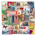 50Pcs Retro Travel Tourism Postage Stamp Decorative Sticker for Scrapbook Notebook Diy Paper Decals Vinyl Stickers