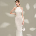 Luxury Women's Elegant Evening Dresses Girl's Sleeveless Halter Gold Sequins Mermaid Party Dress With Tassel