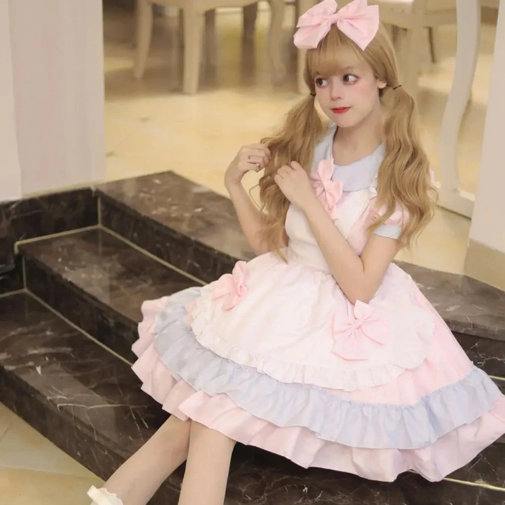 Japanese Maid Lolita Soft Girl Dress COS Anime Honey Cafe Cute Uniform Set