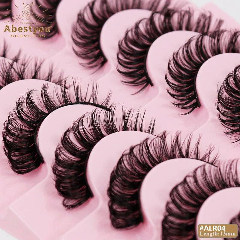 Abestyou 10pairs Cat Eye d Curl Faux Cils Humain Russian Fake Eyelashes 3d Natural Lashes Wholesale Pestaaspostizasalmayor
