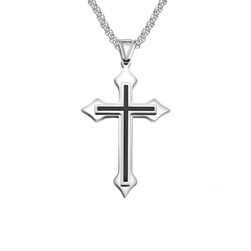 Paslanmaz Celik Erkek Kolye Cross Personality Stainless Steel Pendant Necklace Edelstahl Halskette Jewelry Cross Necklace