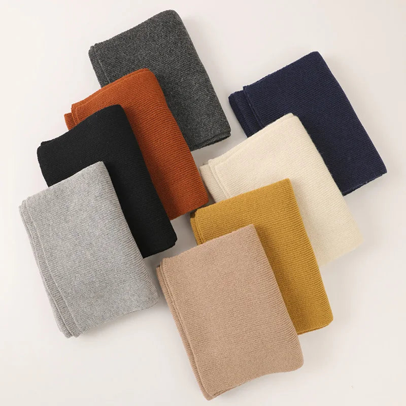 100% Pure Wool Plain Knitted Scarf Stoles Custom Designer Brand Winter Women Ladies Warm Wool Scarves Shawl Neck Warmer Ymza