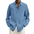 Hot Selling Long Sleeve V-Neck Loose Cotton Cardigan Shirt Men