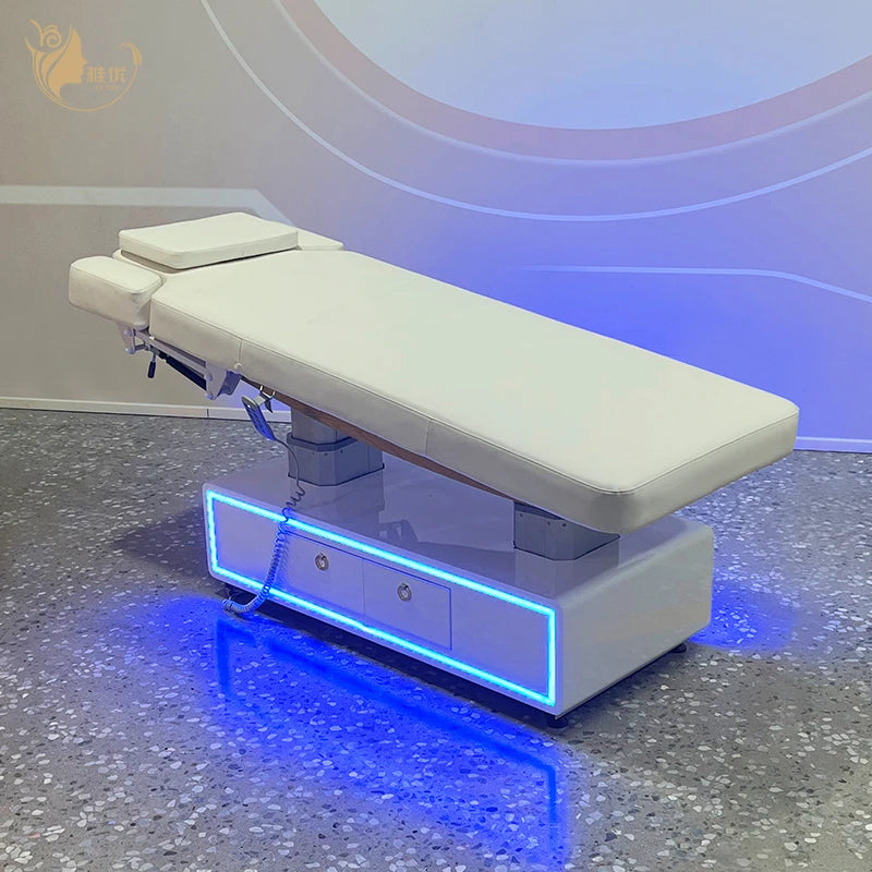 Luxury 4 Motor Massage Bed with Full Tilt Function LED Base and Dual Storage Drawers