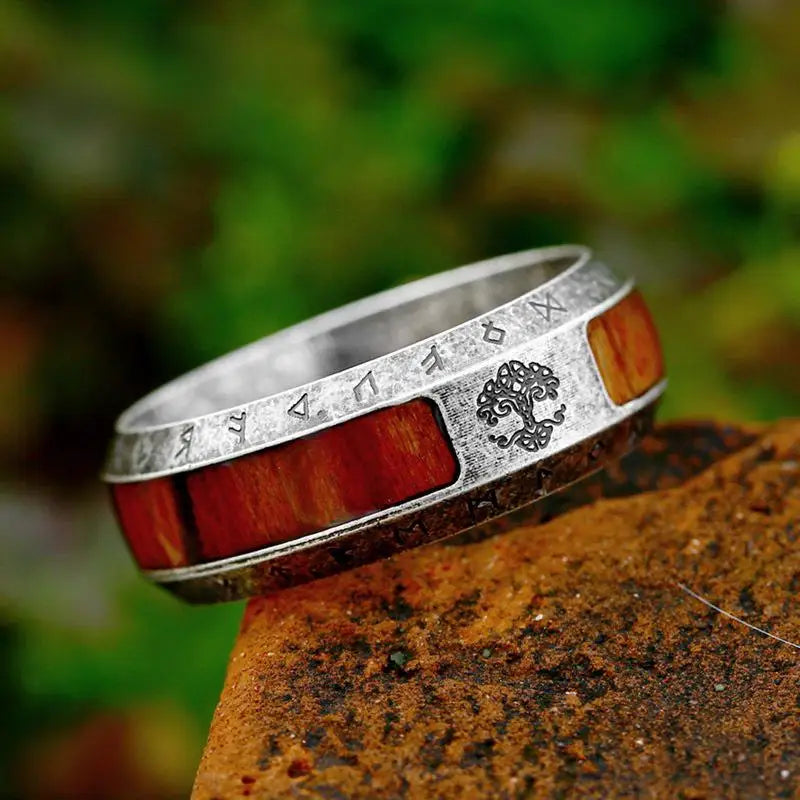8MM Stainless Steel Viking Yggdrasil Ring Tree of Life Nordic Ring for Men