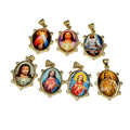 CZ8790 Vintage 18k Gold Plated CZ Micro Pave Jesus Scapular Medal Pendant Divine Mercy Pendant Catholic Gift Religious Charm