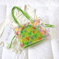 Summer Fashionable Transparent Jelly Bag Full Color Printing PVC Women's Handbags Canvas Square Two Shoulder Clear Tote