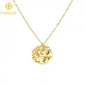 Women Fashion Jewelry Simple Irregular Uneven Hammered Disc Pendant 18K Gold Plated Necklace