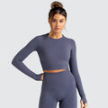 Custom logo Long Sleeve Crop Top  Workout Sportswear Sports Suit Yoga Top for Women